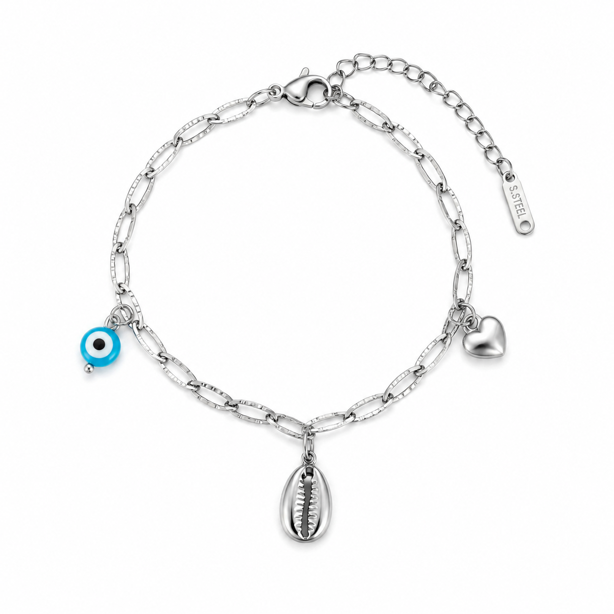 Evil Eye & Shell Charm Anklet