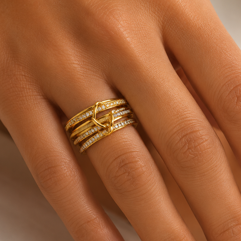 Crystal Stack Gold Ring