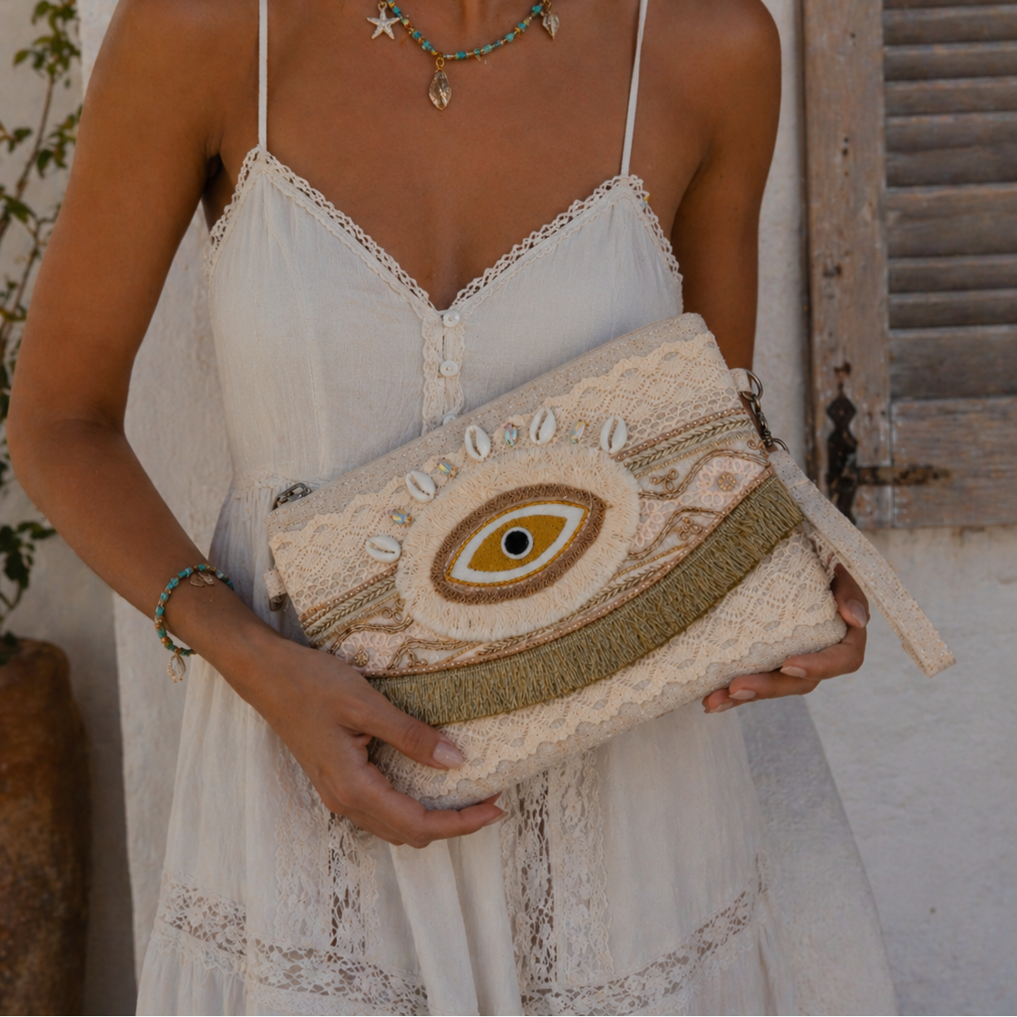Evil Eye Boho Clutch