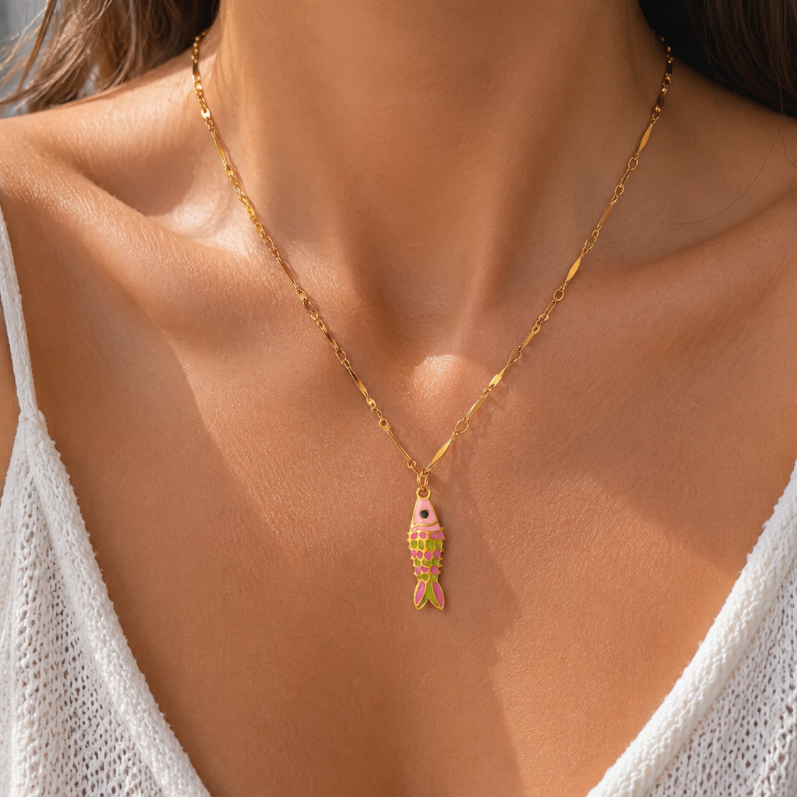 Pink Koi Necklace