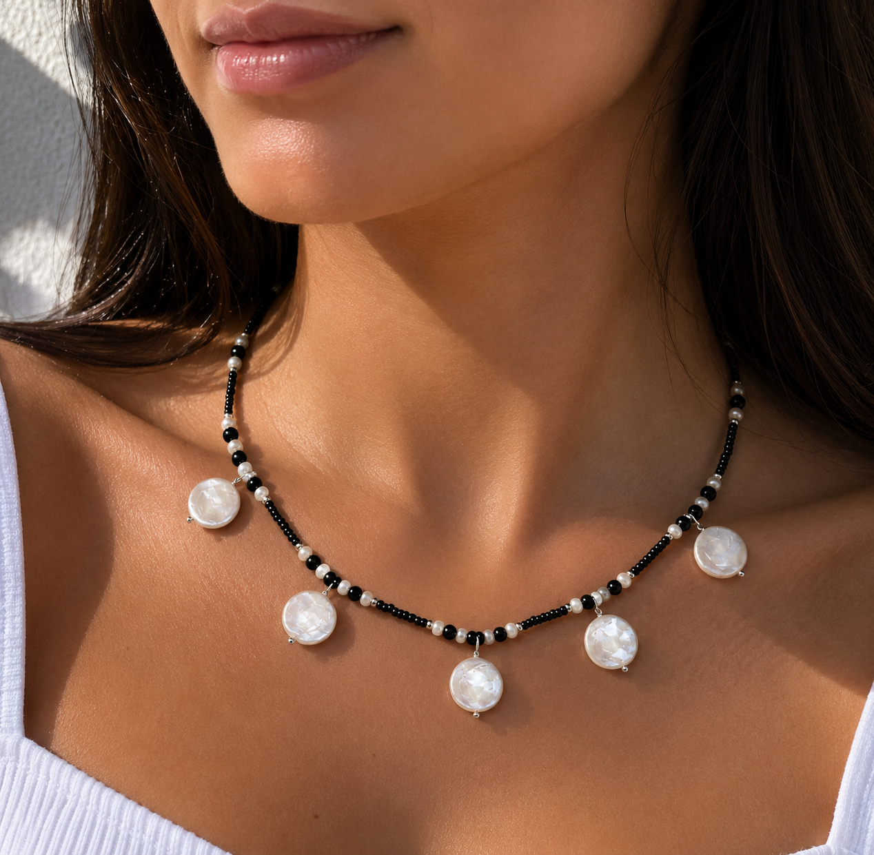 Black & Pearl Elegance Necklace