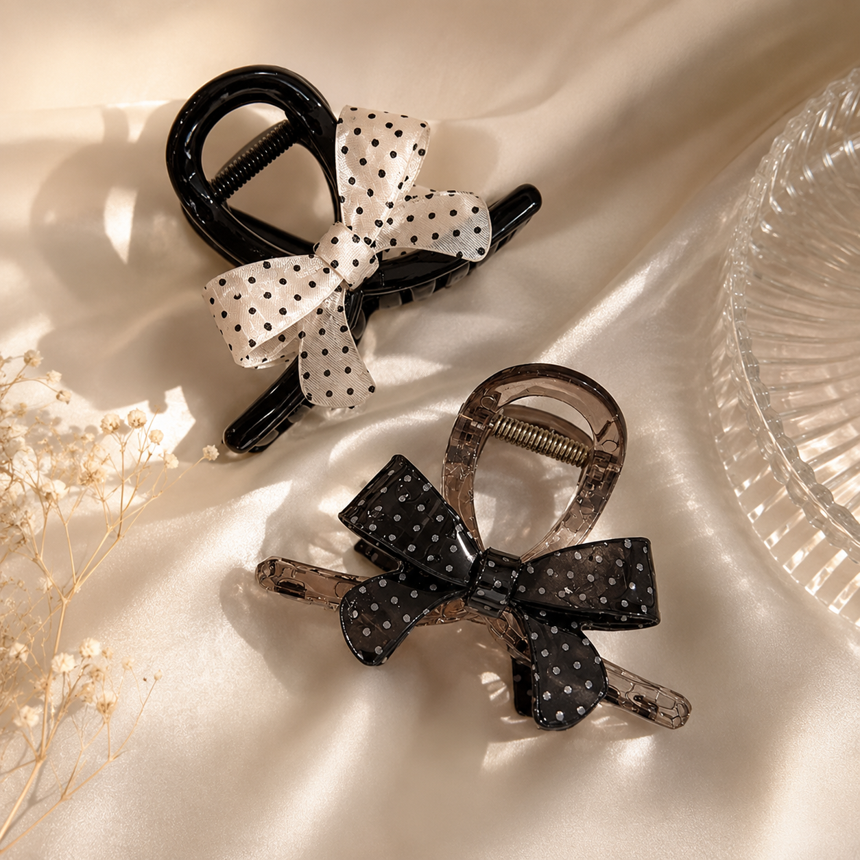 Polka Bow Hair Clip