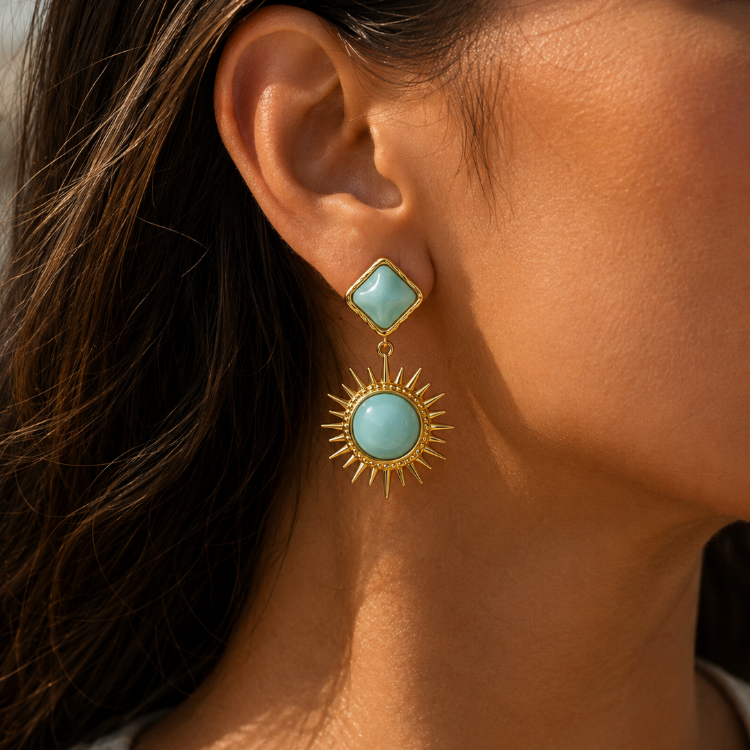 Turquoise Sunburst Earrings