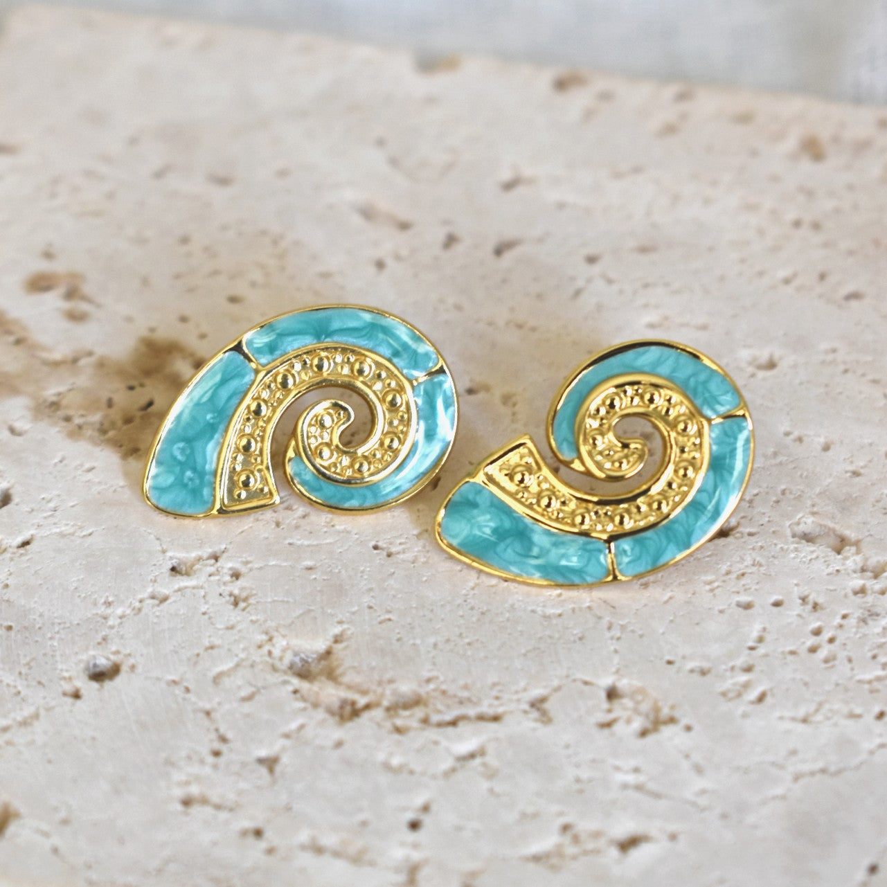 Aqua Spiral Earrings