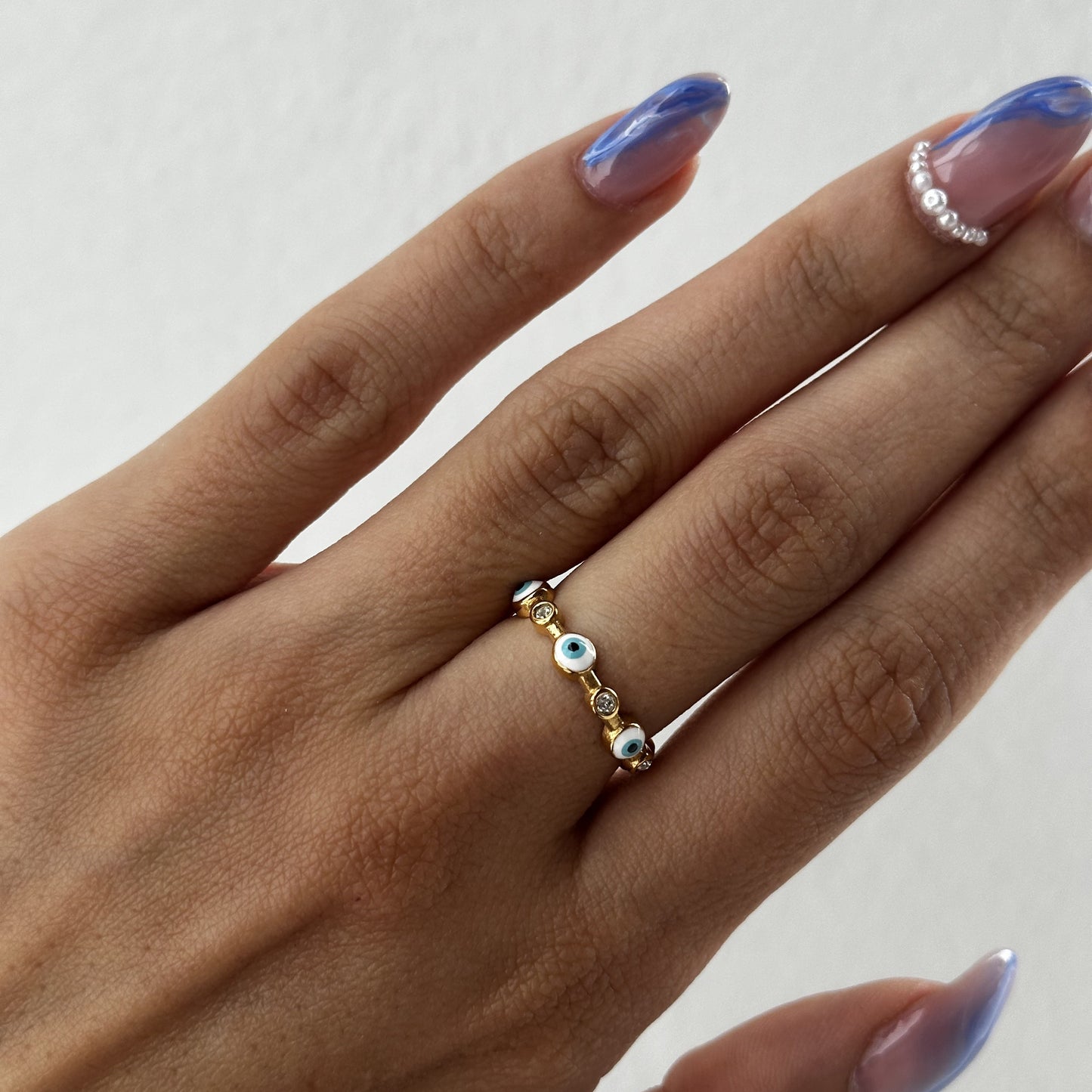 Small evil eye ring