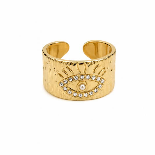 Evil Eye Pearl Ring