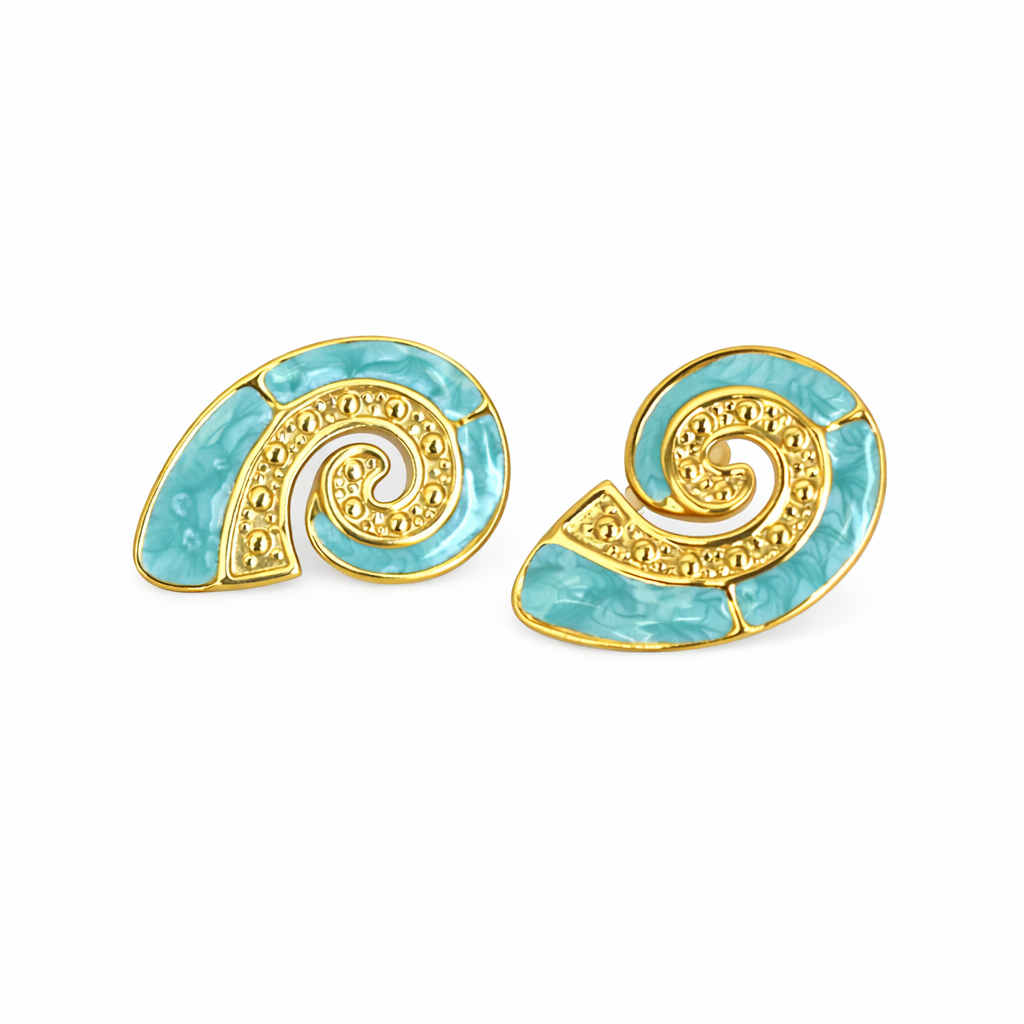 Aqua Spiral Earrings