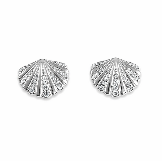 Seashell Sparkle Stud Earrings