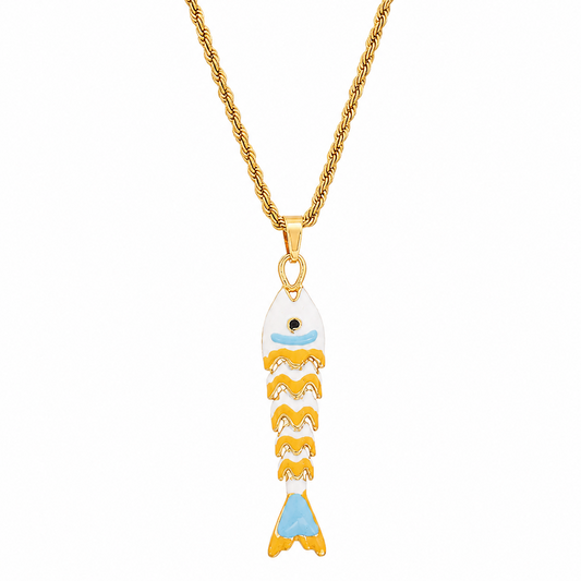 Golden Fish Charm Necklace