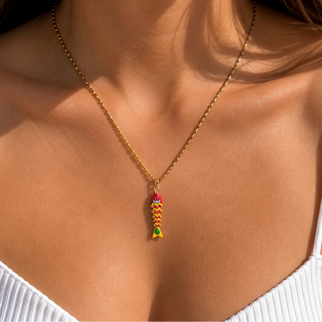 Fishbone Charm Necklace