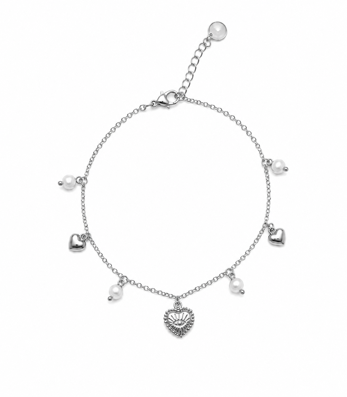 Heart & Pearl Charm Anklet