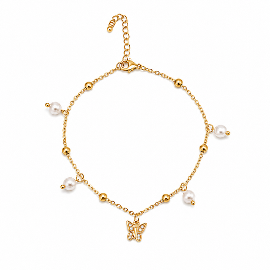 Butterfly Pearl Anklet