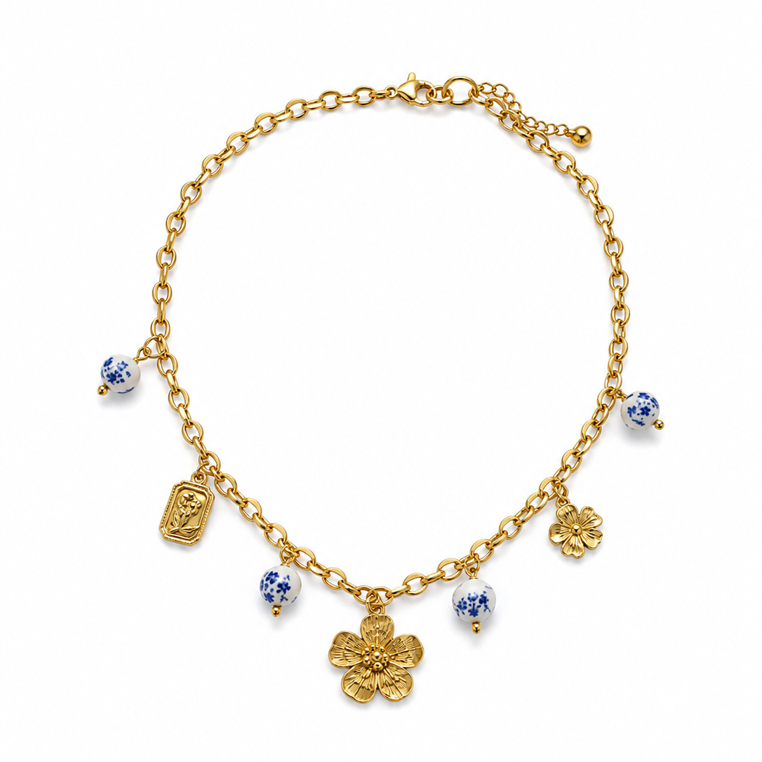 Blue Blossom Charm Necklace