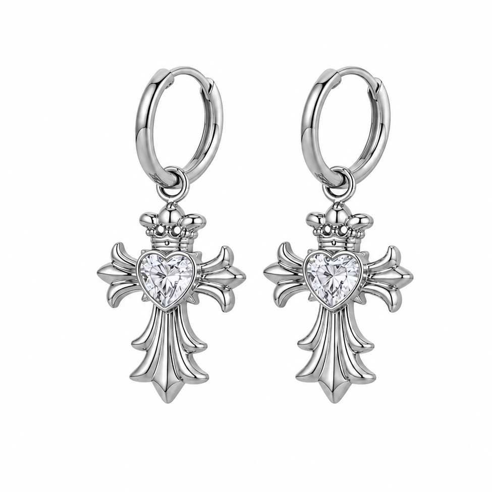 Royal Heart Cross Hoops