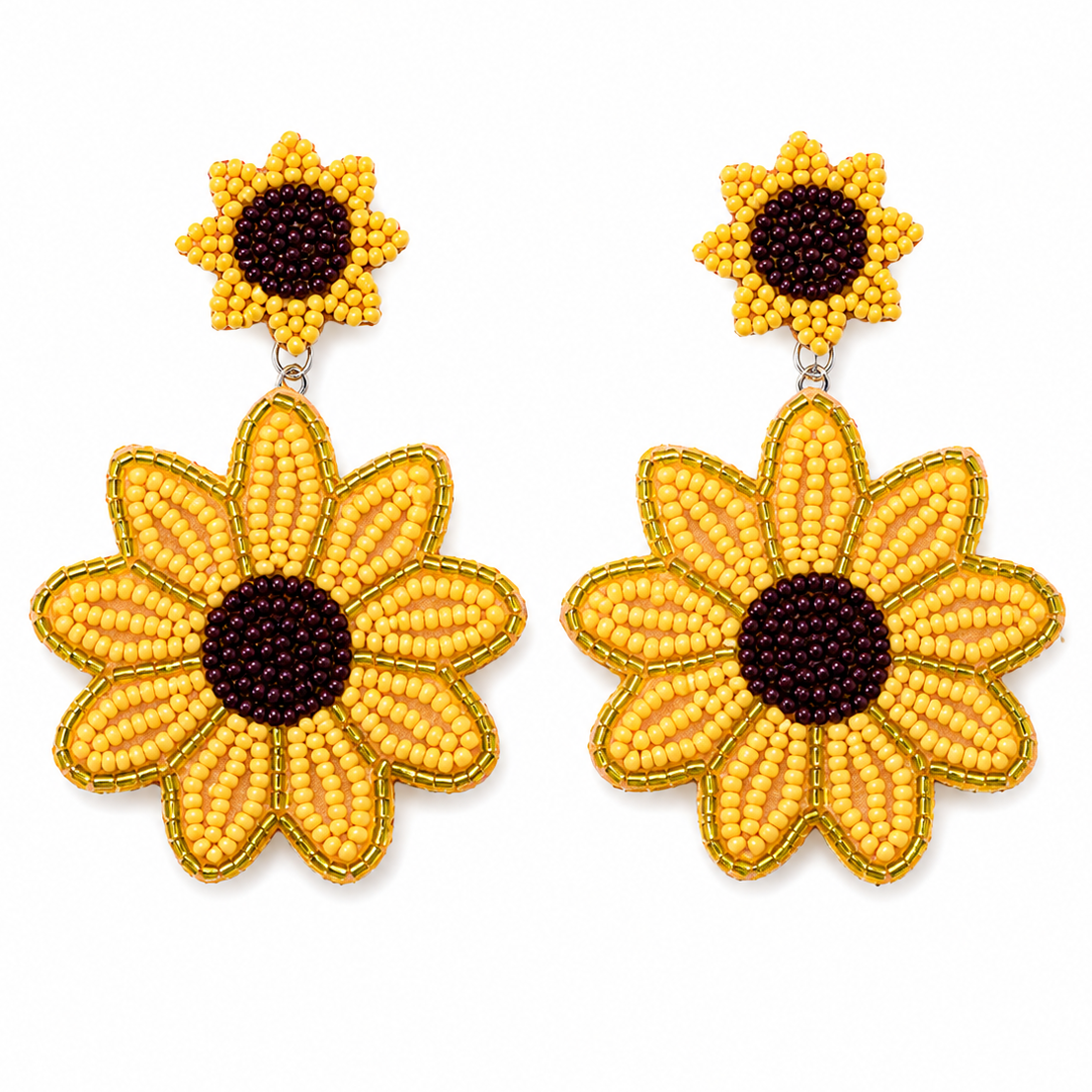 Beaded Sunflower Earrings