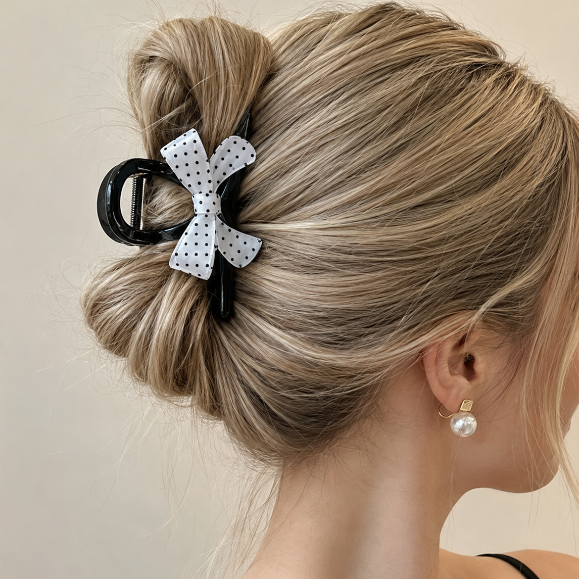 Polka Bow Hair Clip
