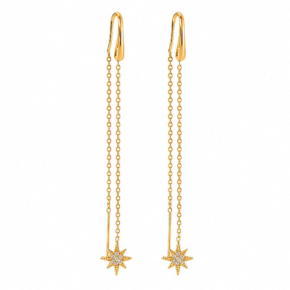 Threader Star Drop Earrings