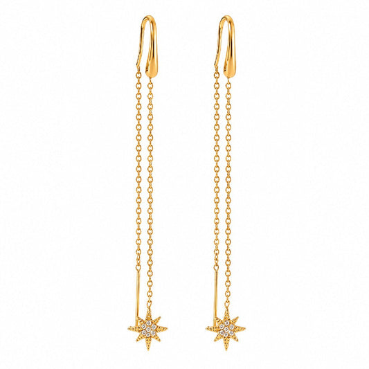 Threader Star Drop Earrings