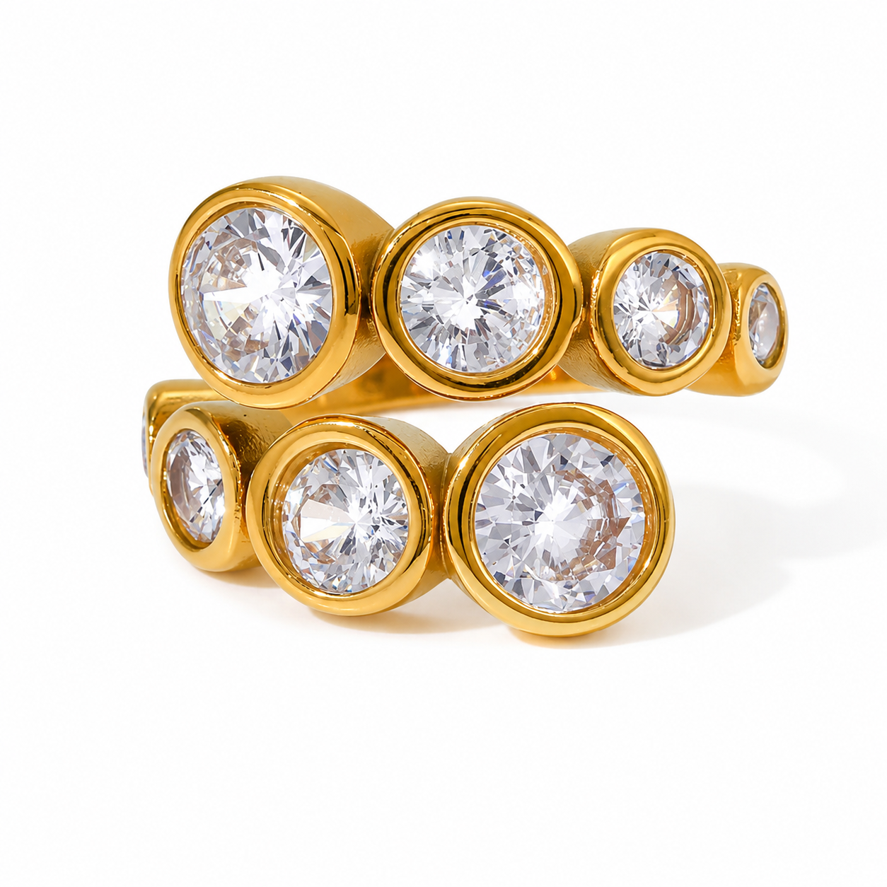 Crystal Orbit Gold Ring