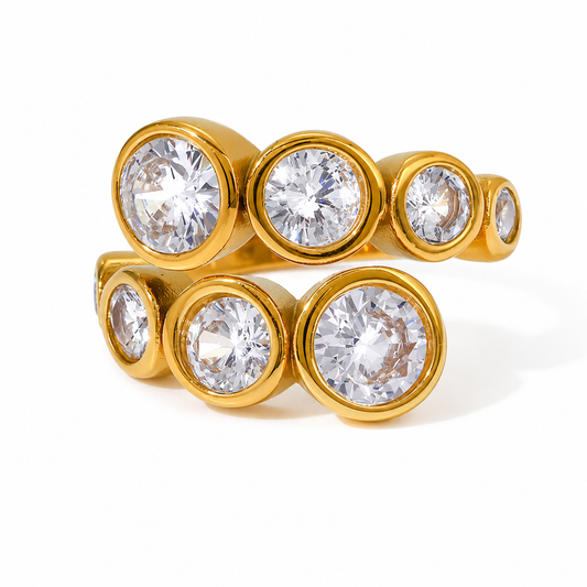 Crystal Orbit Gold Ring