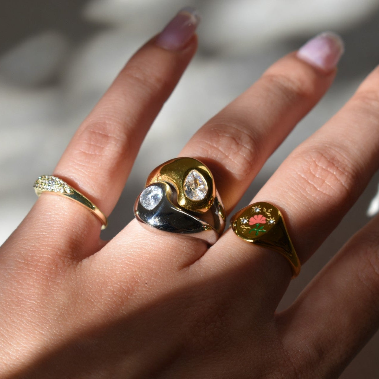 Yin Yang Dual-Tone Statement Ring