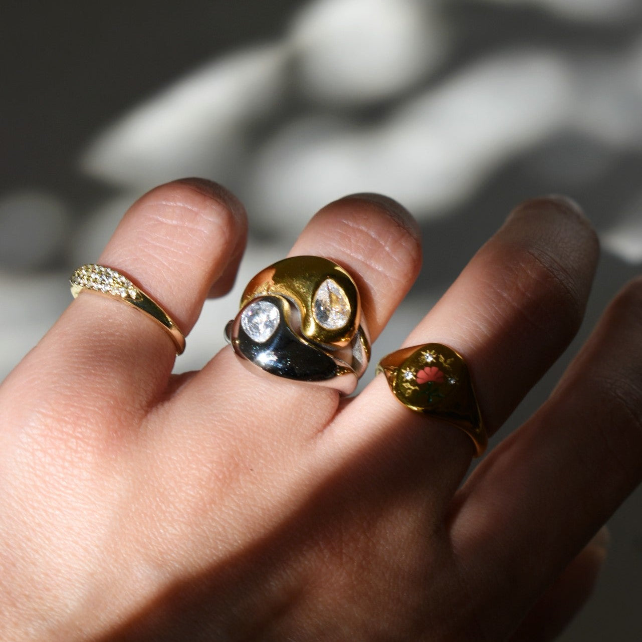 Yin Yang Dual-Tone Statement Ring