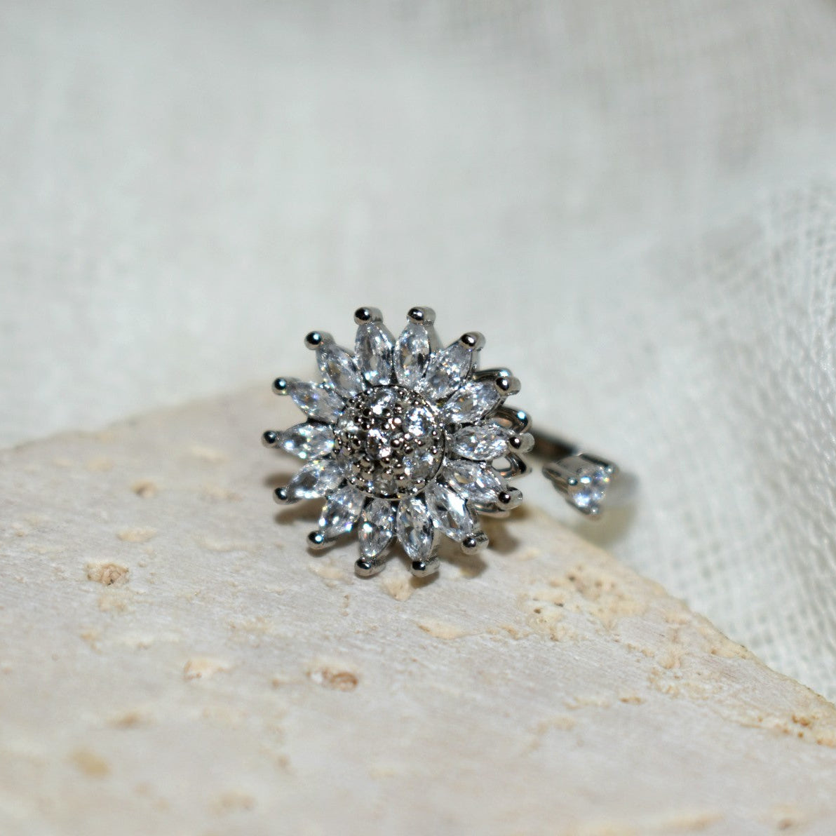 Sunflower Sparkle – Δαχτυλίδι Fidget με Διπλό Ηλίανθο