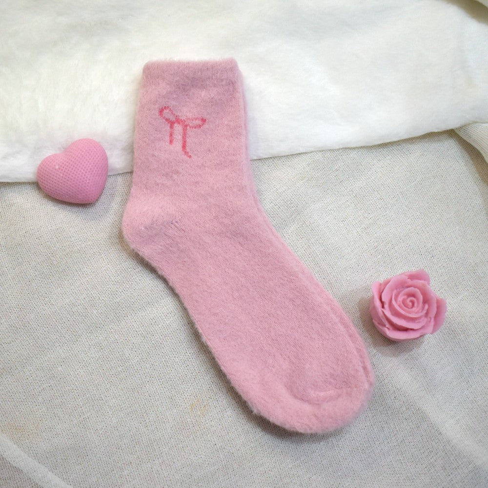 Cozy Pink Bow Socks