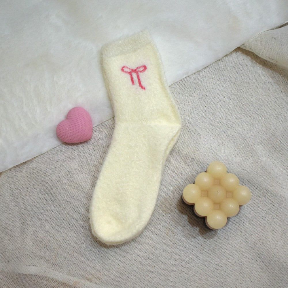 Cozy Pink Bow Socks