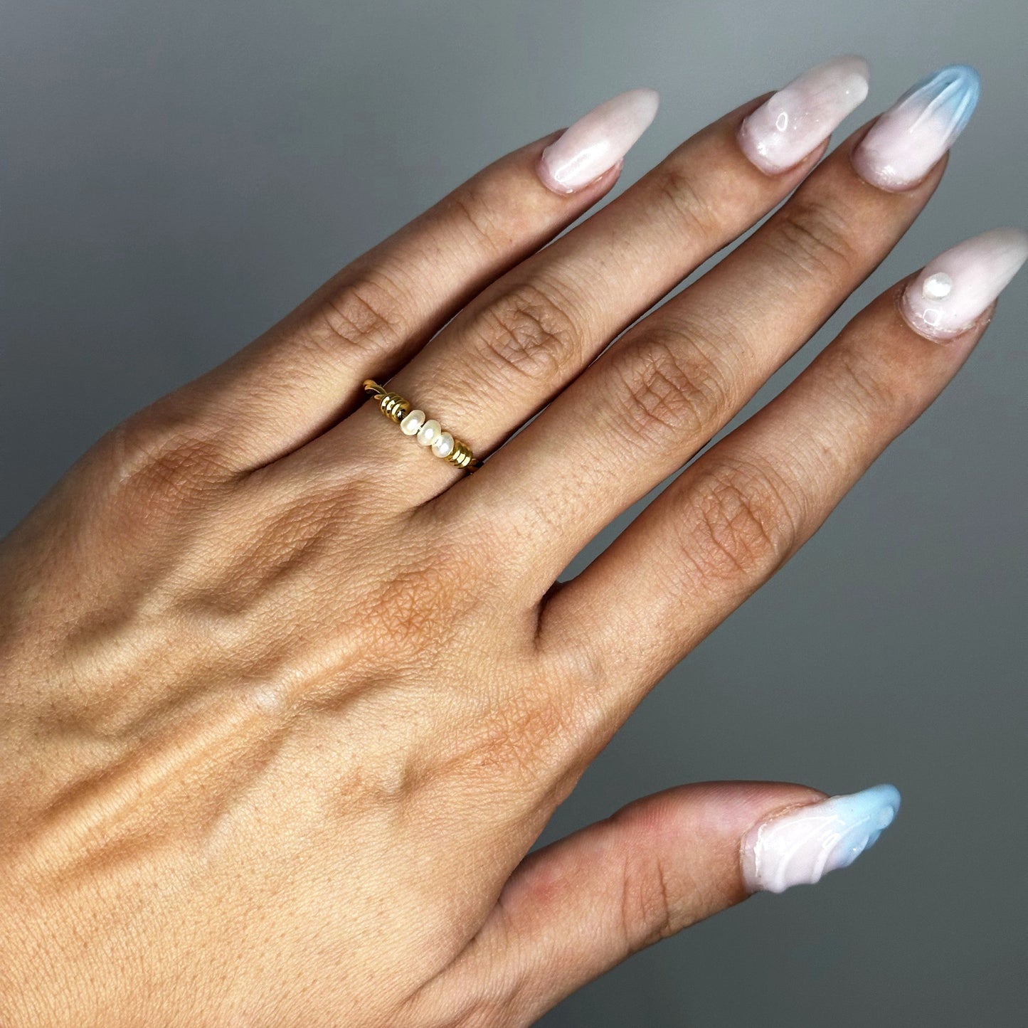 Gold Pearl Twist Ring