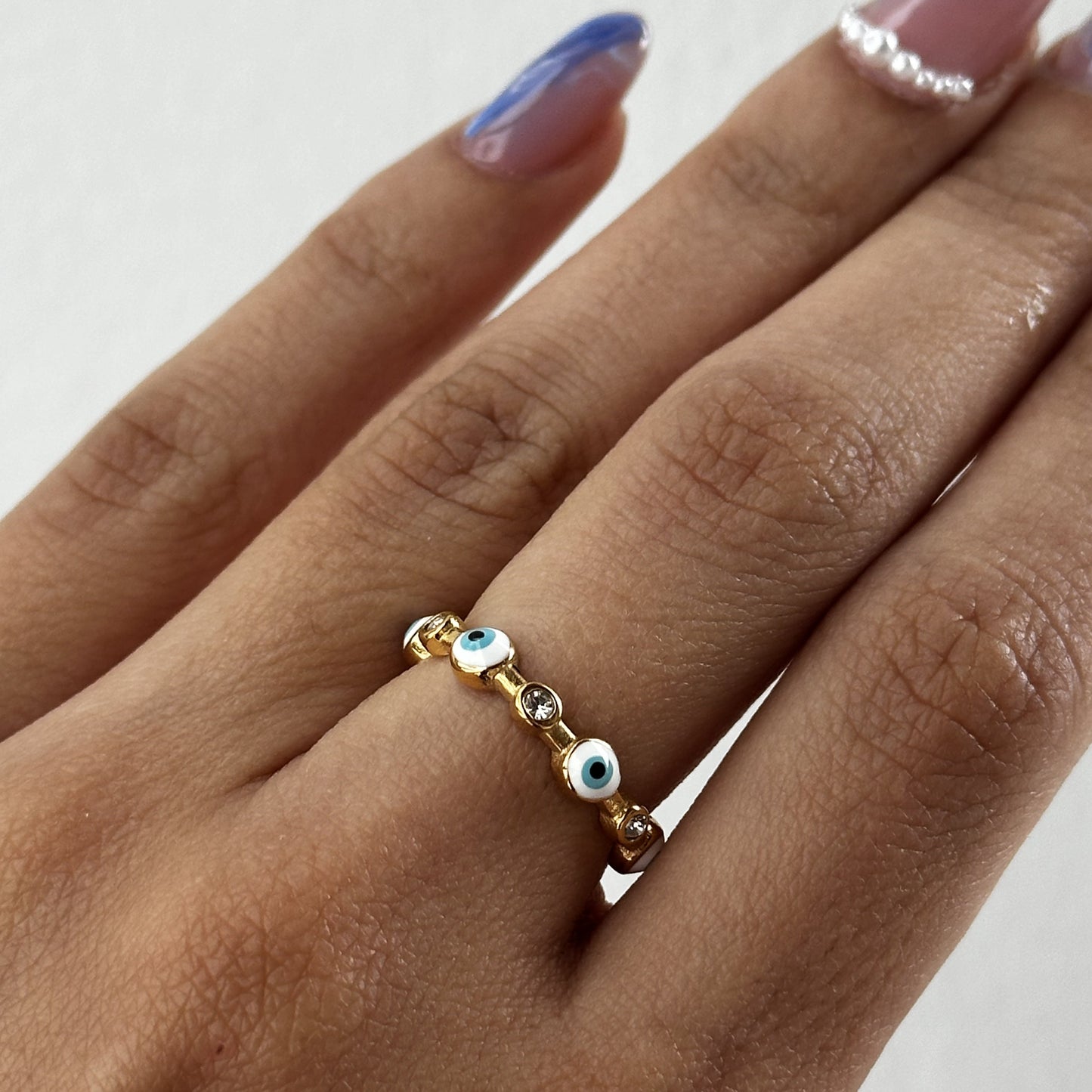 Small evil eye ring