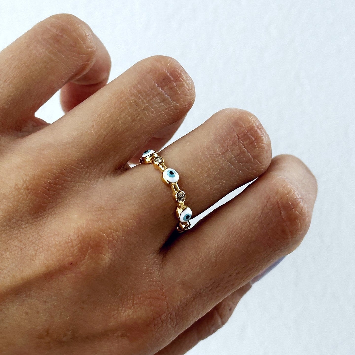 Small evil eye ring