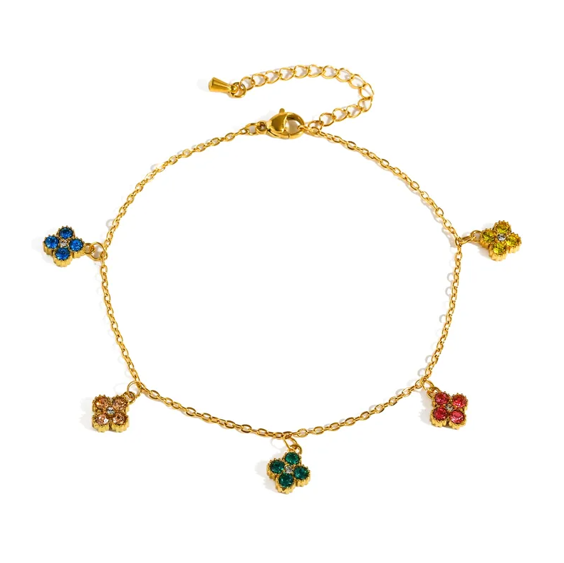 Colorful Clover Anklet