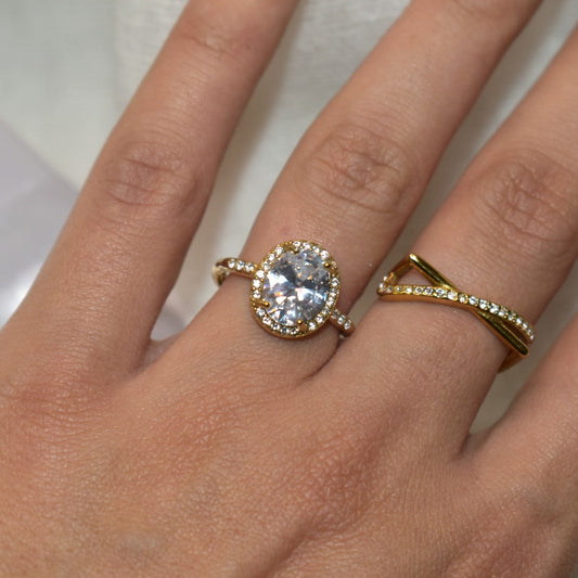Crystal Halo Ring